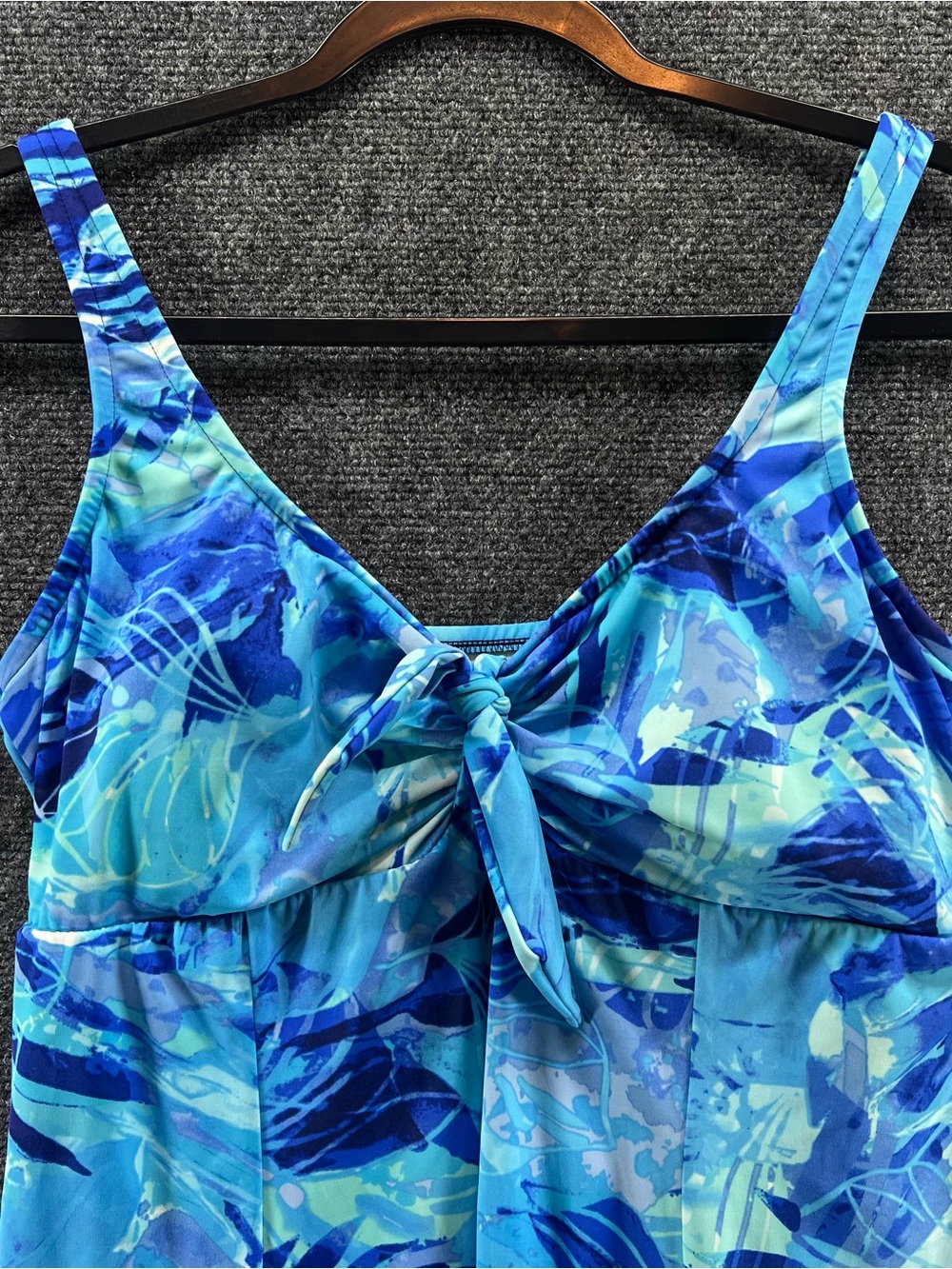 Croft & Barrow Swim Dress One Piece Swimsuit Womens 16 Tummy Control Blue Print - Picture 2 of 9